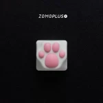 Crafted with an ABS base and UV coating, ZOMOPLUS White-Pink Kitty Paw Artisan Keycap offers bright, stable colors and a skin-like texture for prolonged use.