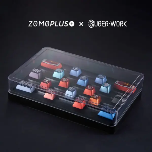 Display and organize various keycaps with ZOMOPLUS X BugerWork metal case, perfect for keycap enthusiasts.