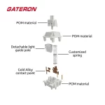 Gateron Smoothie Switch disassembled, showcasing each part, including the long-pole stem and Full POM material, for a silky smooth typing experience.