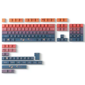 XVX Spacecraft Cherry Profile Keycaps layout diagram showing 134 keys and compatibility with ANSI layouts from 61 to 108 keys