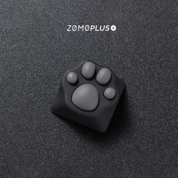 Zoomed-in view of the ZOMOPLUS kitty paw keycap, showcasing its artistry and the fun factor it brings to typing.