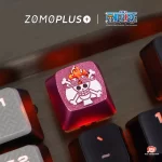 The ZOMOPLUS Ace Keycap close-up installed on keyboard, highlighting precision engraving and aluminum build.