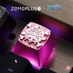 Installed close-up of ZOMOPLUS Chopper Keycap, emphasizing durable aluminum construction and intricate anime details.