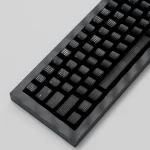 45-degree close-up of the SINOKEY Black Keycap Set, highlighting its smooth, durable finish and custom design.