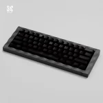 Side-angled overhead view of SINOKEY Black Polka Dot Keycap Set, emphasizing its even dot pattern and comfortable design.