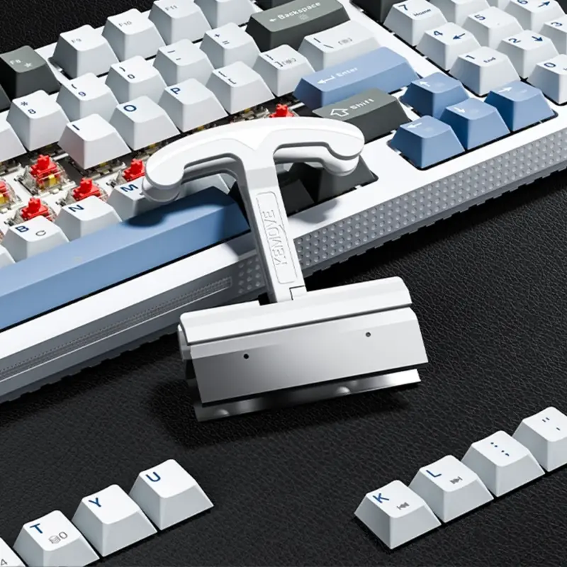 kemove-p11-keycap-puller-white Durable KEMOVE P11 Black 4-Key Keycap Puller, featuring ergonomic handle and high-carbon stainless steel construction.