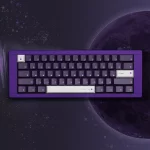 Top-down view of Twilight Violet SINOKEY Moon Phase Keycap Set on a matching purple keyboard shell