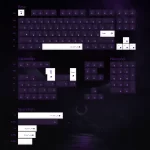 Full layout of the SINOKEY Twilight Violet Moon Phase Keycap Set, including Base, Extension, Numpad, and Spacebars.