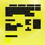 SINOKEY Moon Phase Yellow Keycap Set layout, showing key positions with celestial design.