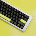 Right side view of SINOKEY Moon Phase Yellow Keycap Set, each key with a different moon phase.