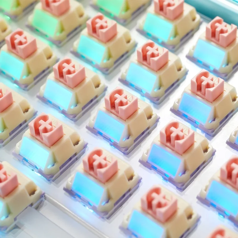 Creamy macaron Kailh x Ainbell Belle linear switches with honeycomb light guide