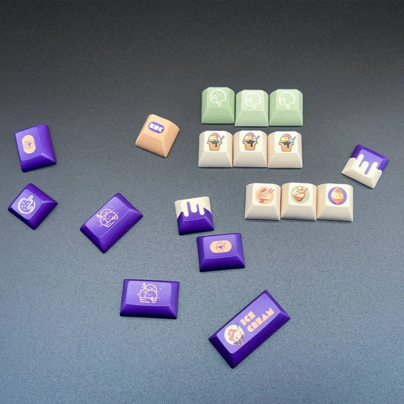 Rocket Hammer Ice Cream KCA keycap set in pastel colors.
