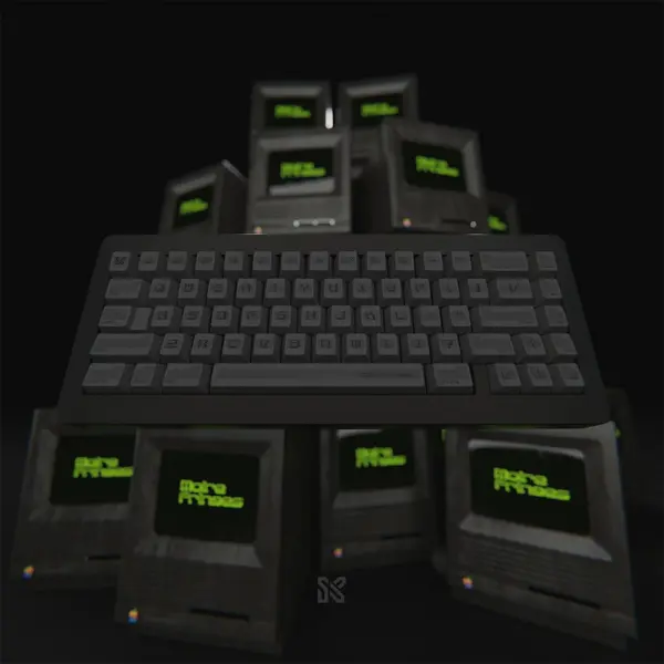 Durable black PBT keycap set with moire pattern, MX-compatible for custom keyboards.
