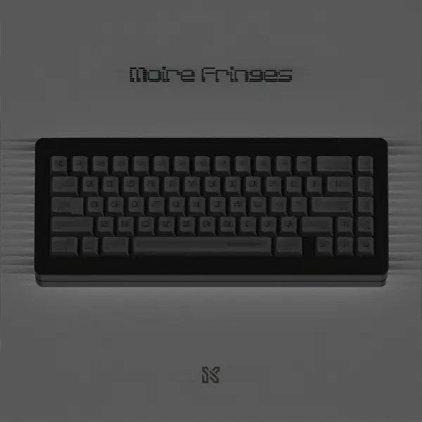 Retro stripes design on black PBT keycaps for a sleek mechanical keyboard look.