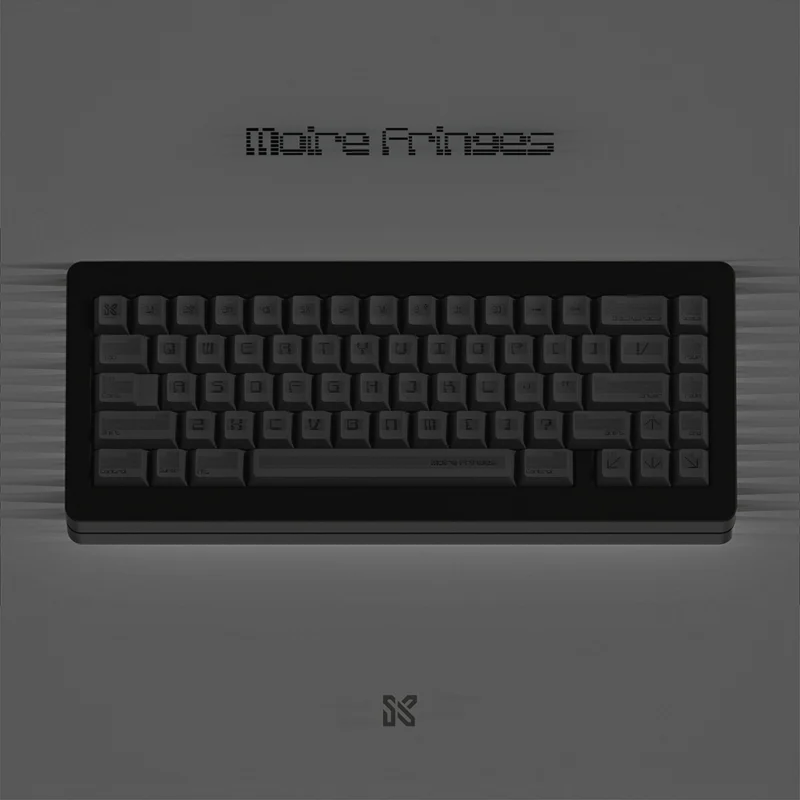Retro stripes design on black PBT keycaps for a sleek mechanical keyboard look.