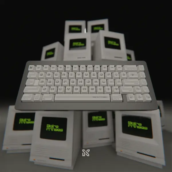 cherry profile sinokey white keycap set with clean, pixelated legends